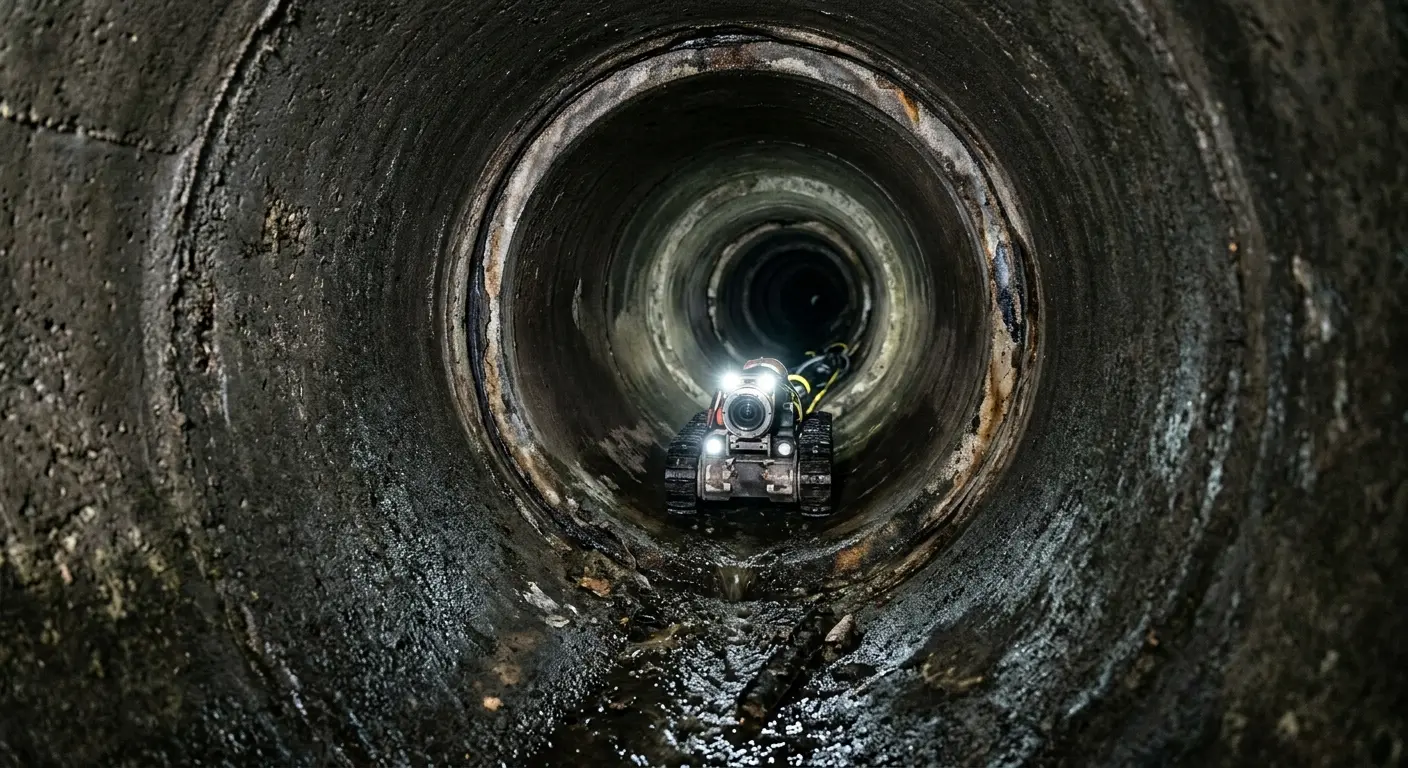 Robotic sewer camera inspecting pipe interior for Sewer Line Repair in Excelsior Springs